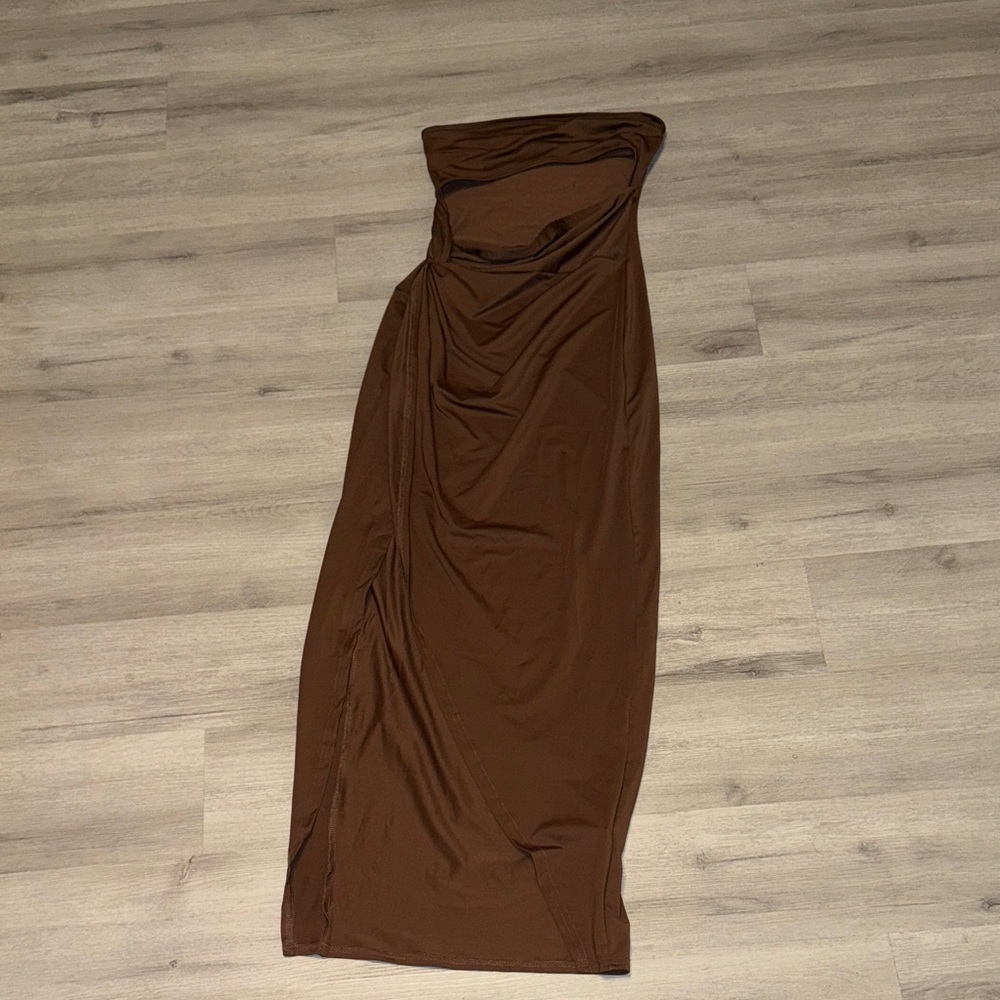 SHEIN Brown Strapless Dress